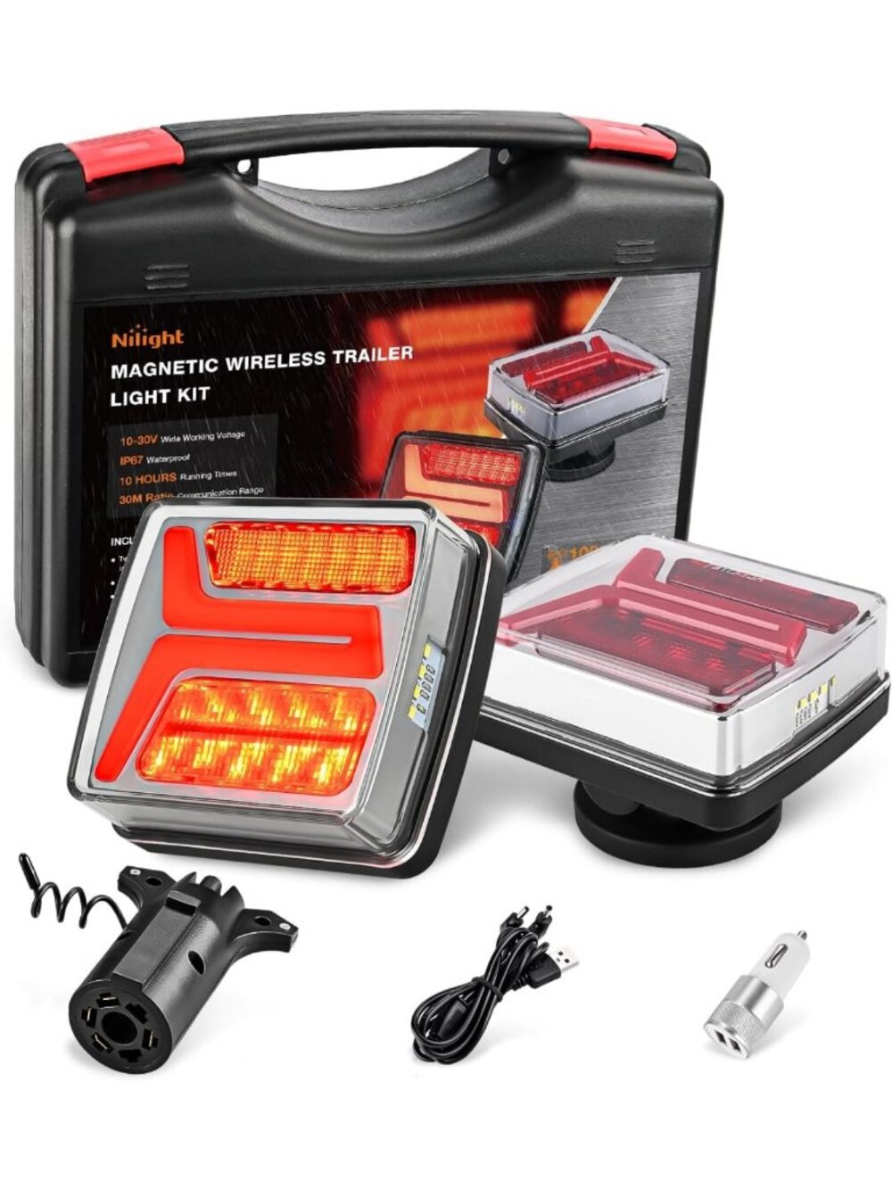 Magnetic Wireless Rechargeable Trailer Towing Light Kit - 2PCS 58LEDs, Easy